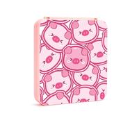 DLseego Switch Game Card Case for Switch OLED/Lite/,Adorable Animal Storage Game Holder Case with 12 Card and 12 Micro SD Slots,Pink Pigs