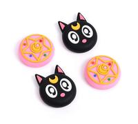 DLseego Thumb Grip Cap Compatible with Switch 2, 4PCS Kawaii Cartoon 3D Joystick Cover, Silicone Non-Slip and Increased comfort Analog Stick Protective Cap for NS 2 Controller,Cat + Magic Array