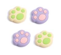 DLseego Thumb Grip Cap Compatible with Switch 2 Controller, 4PCS 3D Cat Paw Shape Cute Joystick Cover, Soft Silicone Anti-Slip Analog Thumb Stick Protective Cap,Green+Purple