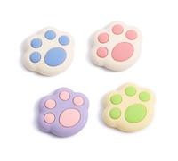 DLseego Thumb Grip Cap Compatible with Switch 2 Controller, 4PCS 3D Cat Paw Shape Cute Joystick Cover, Soft Silicone Anti-Slip Analog Thumb Stick Protective Cap,Purple+Green+Pink+Blue