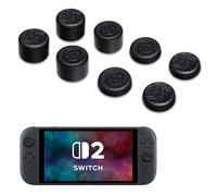 DLseego Thumb Grip Cap for Switch 2, 8PCS Convex Line Texture Joystick Cover with 2 Height, Enhanced Gaming Precision Ergonomic Silicone Analog Button Protective Cap,Black