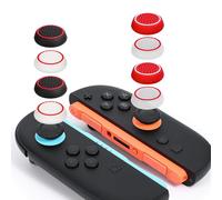 DLseego Thumb Grip Cap for Switch 2, 8PCS Silicone Dots Studded Design Joystick Cover, Comfortable Anti-Slip Enhanced Gaming Grip Analog Stick Protective Cap,Black + Red