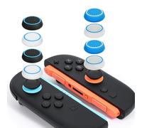 DLseego Thumb Grip Cap for Switch 2, 8PCS Silicone Dots Studded Design Joystick Cover, Comfortable Anti-Slip Enhanced Gaming Grip Analog Stick Protective Cap,Black + Blue