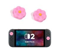 DLseego Thumb Grip Caps for Switch 2 Controller,Kawaii Shape Pattern Design Button Covers,Soft Silicone Non-Slip Analogue Joystick Protective Caps,Pink Flower