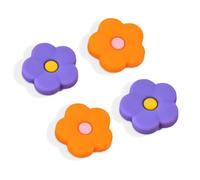 DLseego Thumb Grip Caps for Switch/OLED/Lite,Flowers Analog Stick Grip Caps 4PCS Soft Silicone Joystick Covers for Switch Controller,Purple+Orange