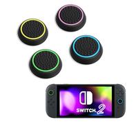 DLseego Thumb Grips Compatible with Switch 2, 4PCS Soft Silicone Thumb Stick Cap, Colorful Joystick Cover Raised dot Enhanced Grip Non-Slip Analog Button Stick Protective Cap,Black