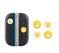 DLseego Thumb Grips Designed for Nintendo Switch 2 (2025), Soft Silicone Joycon Analog Controller Protective Anti-Slip Cover 4 PCS Button Joy Con Joystick Caps Covers, Love Cat Claw - White & Yellow