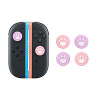 DLseego Thumb Grips Designed for Nintendo Switch 2 (2025), Soft Silicone Joycon Analog Controller Protective Anti-Slip Cover 4 PCS Button Joy Con Joystick Caps Covers, Love Cat Claw - Pink & Purple