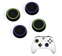 DLseego Thumb Stick Grip Caps for PS4 PS5 Xbox Controller,Silicone 4PCS Thumbstick Grips Dots & Studded Design Joystick Controller Thumb Grip Cap Covers,Purple+Yellow