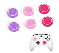 DLseego Thumbstick Grip Caps for Xbox PS4 PS5 Controller,6PCS Silicone Thumb Stick Grip Cover Dots Studded Design Joystick Controller,Pink+Purple