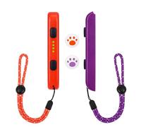 DLseego Wrist Straps for Switch,1 Pair Wrist Controller with 2 Thumb Grip Stick Caps,Switch Controller Hand Grip Accessories with Automatic Lock and Adjustable Tightness,Purple and Red