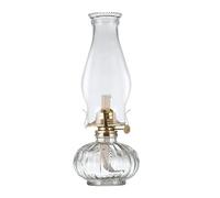 DLSixYi Large Vintage Clear Oil Lamps For Indoor Use Home Decor Lighting Stripe Flat Round Glass Kerosene Lamp Classic Old Oil Lantern Antique Chamber Hurricane Lamp