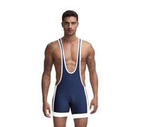 DLSMDOUS Men's Wrestling Singlets Sleeveless Athletic Supporters Wrestling Uniform Sports Bodysuit Jumpsuits for Fun, 4308 Navy Blue, Large