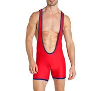 DLSMDOUS Men's Wrestling Singlets Sleeveless Athletic Supporters Wrestling Uniform Sports Bodysuit Jumpsuits for Fun 4325 Red L