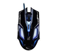 DLT AYSMG V10 USB 6-keys 2400DPI Four-speed Adjustable Steel Mesh Backlight Wired Optical Gaming Mouse, Length: 1.45m(Black) (Color : Jet Black)