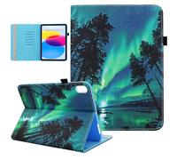 Dluggs iPad (A16) 11th Generation Case 11 Inch 2025, iPad 10th Generation Case 10.9 Inch 2022, Multi-Angle Viewing Stand PU Leather Wallet Cover with Auto Sleep/Wake, Aurora Forest