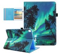 Dluggs Tablet Case for iPad 9th 8th 7th Generation Case 10.2 Inch (2021/2020/2019 Release), Multi-Angle Viewing Stand PU Leather Wallet Cover with Auto Sleep/Wake, Aurora Forest