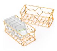 DLUGOPIS 2 Pcs Gold Metal Sugar Packet Holder Tea Bag Organizer Sugar Caddy Holder Small Sugar Container Coffee Creamer Holder Tea Bag Caddy Holder for Coffee Bar Kitchen Home