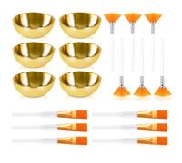 DLUGOPIS Esthetician Supplies for Facials Set 4 Facial Headbands 4 Golden Esthetician Bowls 10 Facial Mud Mask Applicator 12 Compressed Facial Sponges 4 Cosmetic Brushes Fan Brush (18 Pcs Set)