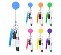 DLUGOPIS Nurse Pen Set - 6 Pieces Including Highlighter, Permanent Marker and Retractable Ball Pen, 24 Reels and 6 Badge Clips