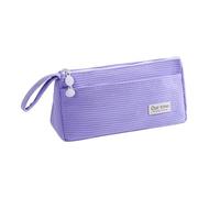 DLUKENY Corduroy Pencil Case 2 Compartment Light Weight Pen Pouches Big Capacity Pencil Bag Travel Makeup Bag for Girl Women Organizers