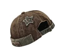 DLUKENY Distressed Hiphop Harbour Caps for Women Men Unisex Popular Cool Skull Hat with Adjustable Size Outdoor Casual Headwear Brown