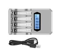 DLUKENY Type C Powereds 4 Slot AA 3A Battery Charging Fast Charging Slots With LCD Display For 1.2V NiMH NiCD AA 3A Batteries