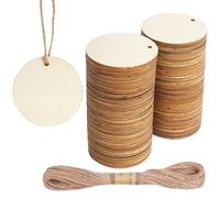 DLUSZERT 120 x 5CM Unfinished Round Wooden Discs with Holes for Crafts, Blank Wood Slices Round Wood Pieces, Natural Wooden Round Circles, Round Wooden Log Discs for DIY Painting Christmas Ornaments