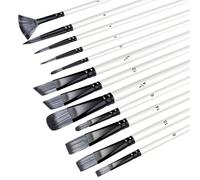 DLUSZERT 12Pcs Acrylic Paint Brushes, Artist Painting Brush Set for Watercolour Oil, Artist Paintbrushes for Acrylic Gouache Miniatures, Nylon Hair Art Paint Brushes for Craft Model Painting