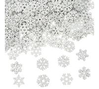 DLUSZERT 240Pcs Mini Wooden Christmas Snowflakes, 20MM White Wooden Snowflakes for Crafts, Wood Hanging Ornaments for Christmas Tree Decoration