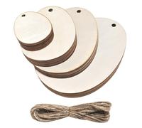 Dluszert 48PCS Wooden Eggs for Crafts, 5cm/8cm/10cm/12cm Easter Unfinished Wooden Slices, Wood Easter Eggs with 10M Jute String, Wood Egg Slices for Crafts and Decorations DIY Party