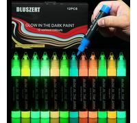 Dluszert Glow in the Dark Paint 12x20ml, 3D Waterproof Fabric Paint