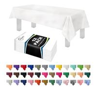 Dluxware White 12 Pack Premium Plastic Tablecloth 54 Inch. x 108 Inch. Rectangle Table Cover