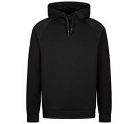 DLX Mens Hooded Top David - Grown-On Hood with Drawcord Adjuster, 2 Pockets, Ribbed Hem and Cuffs, 70% Polyester / 24% Viscose / 6% Elastane Black