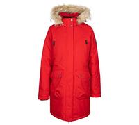 DLX Womens Down Jacket Long Length Full Front Zip Detachable Hood Fur Trim Dana