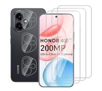 Dlxiks 3 + 3 Pieces Tempered Glass for Honor 400 5G, Easy Installation, 9H Hardness, Anti-Scratch Protective Film, HD Clear Protective Glass for Honor 400 5G