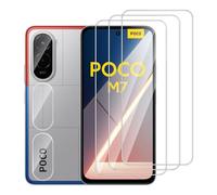 Dlxiks Tempered Glass Screen Protector for Xiaomi Poco M7 4G, Pack of 3 Screen Protectors with 3 Camera Protection, Anti-Scratch, 9H Hardness, HD Clear Screen Protector for Xiaomi Poco M7 4G