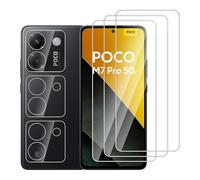 Dlxiks Tempered Glass Screen Protector for Xiaomi Poco M7 Pro 5G, Pack of 3 Screen Protectors with 3 Camera Protection, Anti-Scratch, 9H Hardness, HD Clear Screen Protector for Xiaomi Poco M7 Pro 5G