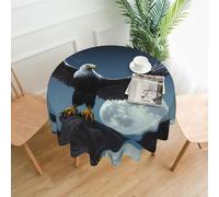 DLXW 60-inch Round Water-Resistant Polyester Tablecloth - Ideal for Indoor/Outoor Decor, banquets, cafes, picnics & More Eagle Under The Stars