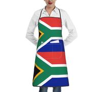 DLXW Adjustable Professional Chef Apron, Suitable For Both Men And Women, With Pockets, Perfect For Use In The Kitchen. South Africa Flag