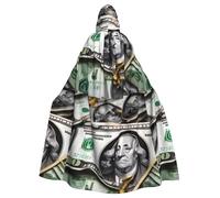 DLXW Banknote patterns adult hooded cape - 100% polyester, comfortable & durable, perfect for halloween, cosplay, costume parties, stage performances