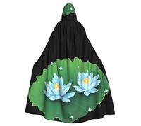 DLXW Broken diamonds on lotus leaves Prints Halloween Adult Hooded Cape Cloak for wear during Halloween, role-playing