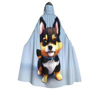 DLXW Card Love Fancy Puppy Prints Halloween Adult Hooded Cape Cloak for wear during Halloween, role-playing
