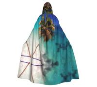 DLXW Caribbean Islands Prints Halloween Adult Hooded Cape Cloak for wear during Halloween, role-playing