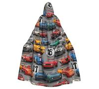 DLXW Crazy Retro Cars Prints Halloween Adult Hooded Cape Cloak for wear during Halloween, role-playing