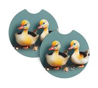 DLXW Cute Baby Ducks Printed Car Coaster Set of 2 Waterproof, Quick Drying, Odorless for Most Cars, Trucks, SUVs