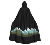 DLXW Distant snow-capped mountains Prints Halloween Adult Hooded Cape Cloak for wear during Halloween, role-playing