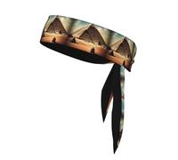 Dlxw Double-Sided Sports Headband - Sweat-Absorbing & Breathable, Suitable for Running, Yoga, Basketball, Unisex, 95% Polyester 5% Spandex Dreaming of The Pyramids of khufu