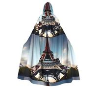 DLXW Eiffel Tower Love Paris Prints Halloween Adult Hooded Cape Cloak for wear during Halloween, role-playing