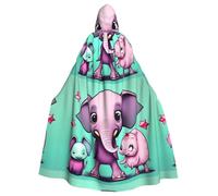 DLXW Elephant and Piggie Prints Halloween Adult Hooded Cape Cloak for wear during Halloween, role-playing